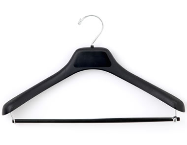 419b - 19 Inch Plastic Suit Hanger with Wooden Bar